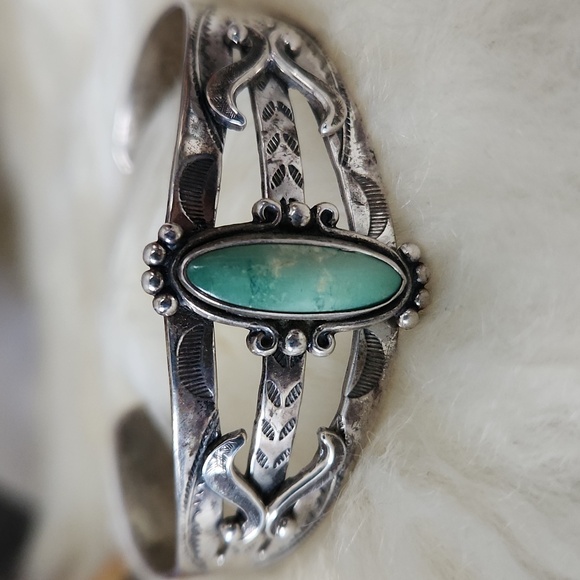 Cool Old Vintange Native American Fred Harvey Era Turquoise Bracelet 💙🩶🏹 - Picture 1 of 15